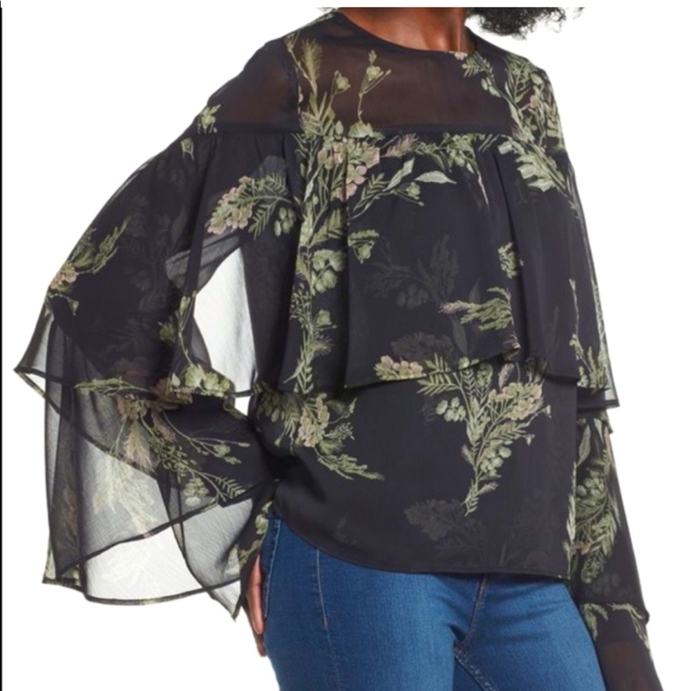 Leith floral chiffon blouse